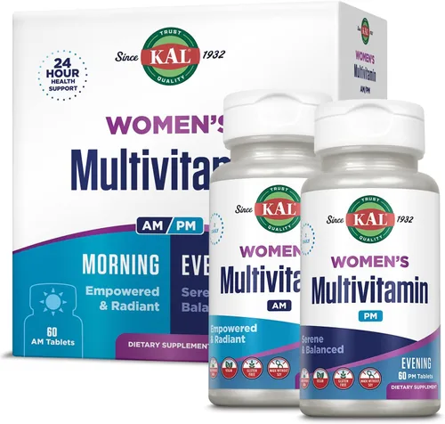 Miniatura 8 de KAL Plus Multivitamínico 2 en 1 para mujeres mayores de 50 años, vitamina B y D AM/PM, biotina, ginkgo biloba, fuerza ósea y apoyo inmunológico