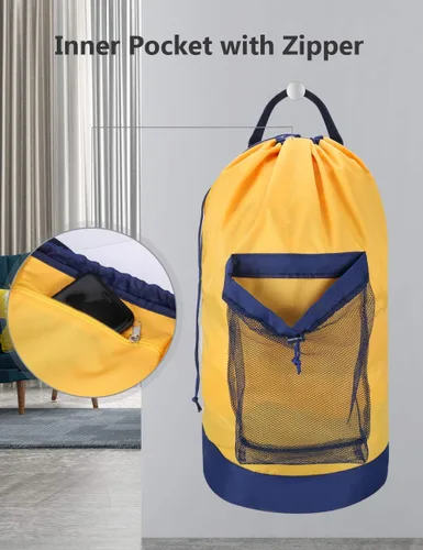 Miniatura 4 de Dalykate - Mochila para lavandería y ropa sucia con correas para el hombro Amarillo