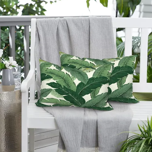 Miniatura 619 de Juego de 2 almohadas para exteriores de 16 x 16 pulgadas, repelentes al agua con interiores, para muebles de patio, hogar, jardín, geometría bohemia