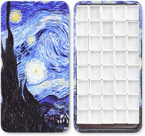 Miniatura 24 de Caja de lámina de viaje para paleta de acuarelas con 40 recipientes vacíos con tira de imán Margarita