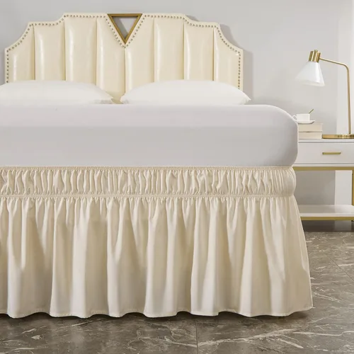 Miniatura 2 de MEILA - Faldón de cama envolvente con tres lados de tela y elástico, con volantes de 14 pulgadas, caída a medida, fácil de instalar, resistente a