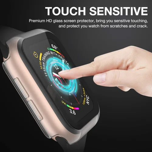 Miniatura 6 de Adepoy Paquete de 8 fundas con protector de pantalla de vidrio templado compatible con Apple Watch SE3 SE2 SE Series 6/5/4 de 1.575 pulgadas