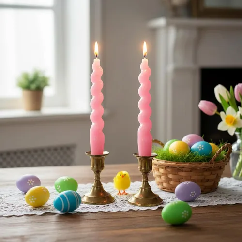 Miniatura 31 de Pink Candlesticks - Juego de 2 velas cónicas en espiral, sin perfume, de 10 pulgadas de largo, velas cónicas sin perfume para decoración del hogar