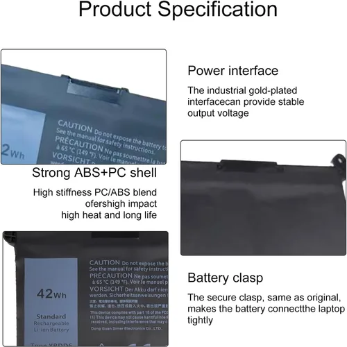 Miniatura 3 de YRDD6 - Batería para portátil de 42 Wh, 11.4 V, compatible con Dell Inspiron5491 5482 5481 5591 5485 7586 3583 3310 2 en 1 5593 3793 3493 5584 3593