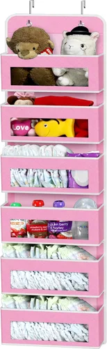 Miniatura 17 de Simple Houseware Organizador con 4 bolsillos con ventana transparente para colgar sobre la puerta del armario, para dormitorio, baño, despensa