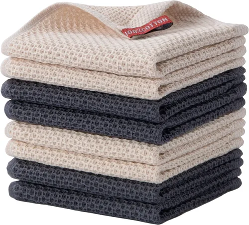 Miniatura 12 de joybest Paños de cocina de algodón, paquete de 8 paños de cocina de tejido de gofre, ultra suaves, absorbentes, paños de secado rápido, trapos