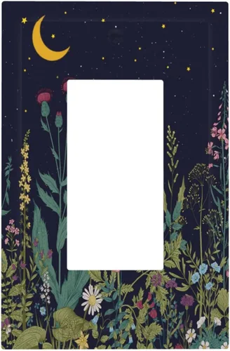 Miniatura 69 de Cubierta de Interruptor de Luz de 1 Gang con Flores Silvestres Bohemias, Hierbas, Floral, Decorativa, Planta Botánica, Naturaleza, Acuarela, Placa