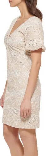 Miniatura 2 de GUESS Vestido tubo corto con ojales y manga abombada para mujer