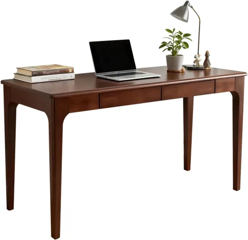 Miniatura 7 de Escritorio de madera maciza con cajones, pequeño escritorio con cajones para computadora, escritorio de PC para trabajo, estudio o juegos, fácil