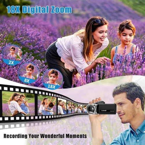 Miniatura 9 de Videocámara FHD 1080P 36MP YouTube Vlogging Cámara Grabadora Pantalla de 3.0 Pulgadas con Rotación de 270 Grados Videocámaras con Zoom Digital 18X