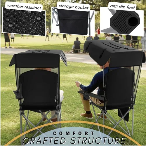 Miniatura 5 de Sillas de camping plegables portátiles con toldo, silla de playa para adultos, resistente a la intemperie de 600D Oxford Cloth, silla de camping