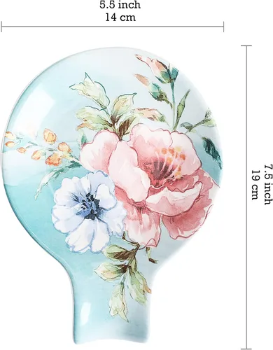 Miniatura 2 de Bico Margret's Garden Soporte de cuchara para estufa, soporte de cuchara de cerámica para encimera de cocina, fácil de limpiar, soporte de cuchara