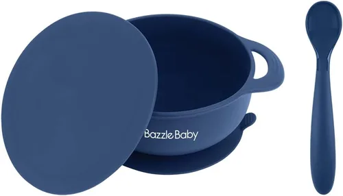 Miniatura 4 de Bazzle Baby Tazones de succión de silicona con tapa de succión y cuchara Juego de 3 piezas Silicona libre de BPA Perfecto para 4-36 meses.