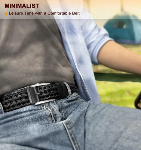 Miniatura 8 de BULLIANT Cinturones para hombre, cinturones trenzados de cuero para hombre, jeans casuales para golf, Anyfit, caja de regalo