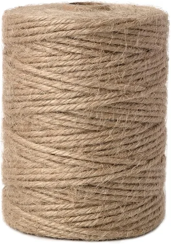 Miniatura 10 de Cuerda de yute natural de 0.039 in, 328 pies para manualidades, regalos, proyectos de manualidades, envoltura, agrupación, embalaje, jardinería