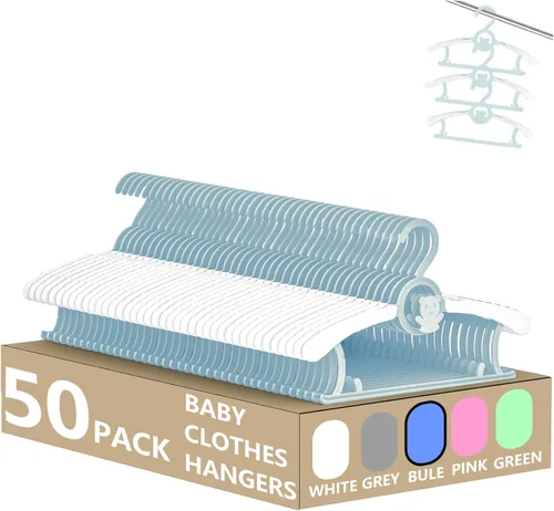 Miniatura 9 de Perchas HGYZE para bebé para armario, colgador antideslizante de 11"-14" ajustable para ropa de bebé para guardería, colgador de plástico para niños