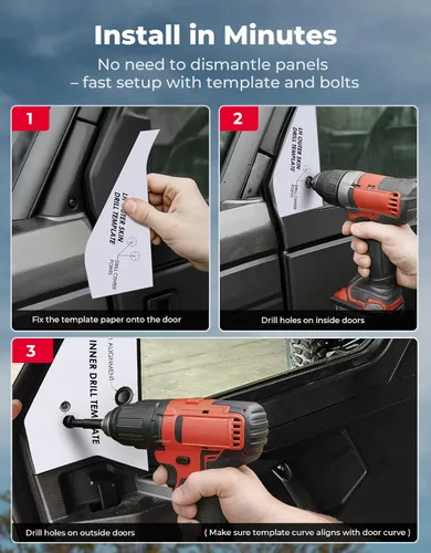 Miniatura 5 de KEMIMOTO Espejos laterales mejorados, de gran tamaño, montados en puerta, compatibles con Polaris Ranger 1000 570 Northstar XP SP 2018-2025 2026