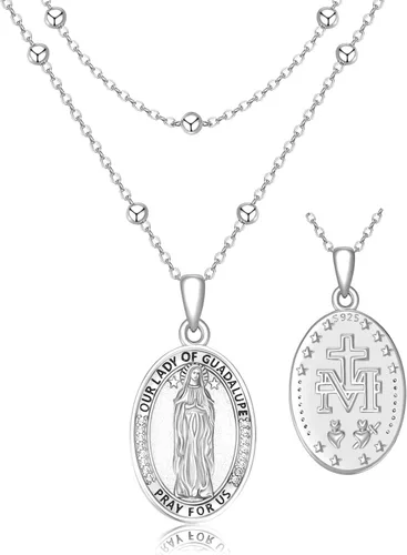 Miniatura 38 de Collar con colgante de plata de ley 925 con medalla de San Patrón, joyería religiosa para hombres y mujeres, con cadena de acero inoxidable 316L