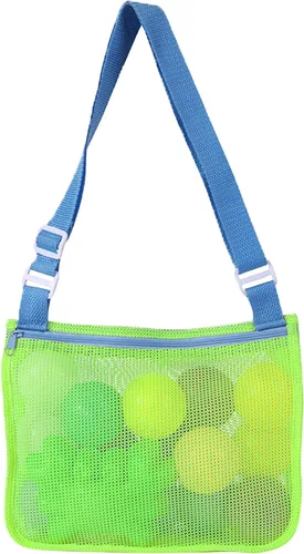 Miniatura 2 de UTTPLL Bolsa de playa de malla colorida ajustable para niños, bolsa de red de secado rápido para conchas marinas que recolecta arena juguete Verde