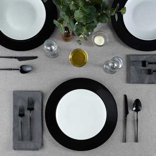 Miniatura 3 de Platos de 13 Pulgadas ELEGANT DISPOSABLES, Platos de plástico negros, resistentes y desechables, platos para servir, platos para cenas, vajilla