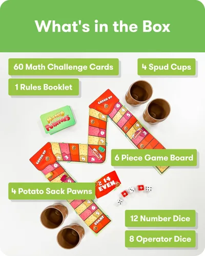 Miniatura 6 de SimplyFun Math'd Potatoes - Juego de mesa de matemáticas para niños a partir de 8 años, juego educativo de dados con suma y resta, divertido desafío
