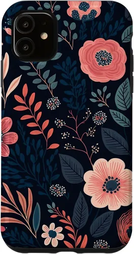 Miniatura 7 de Boho Navy Blue and Pink Floral Botanical Pattern Flower Art Case for iPhone 17