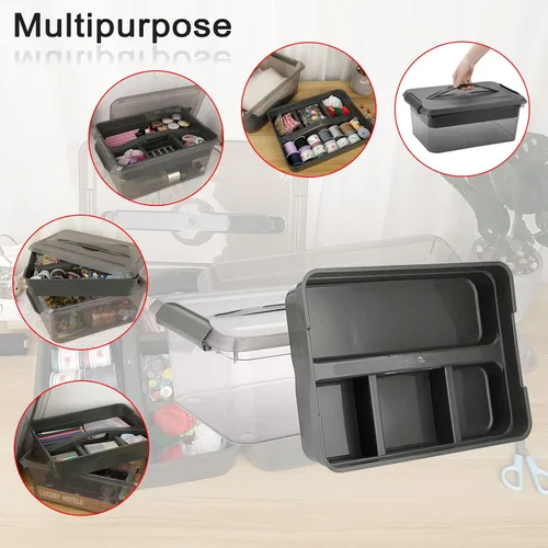 Miniatura 2 de BTSKY - Caja de almacenamiento para apilar y transportar, contenedor de almacenamiento de plástico transparente apilable con bandeja extraíble, caja