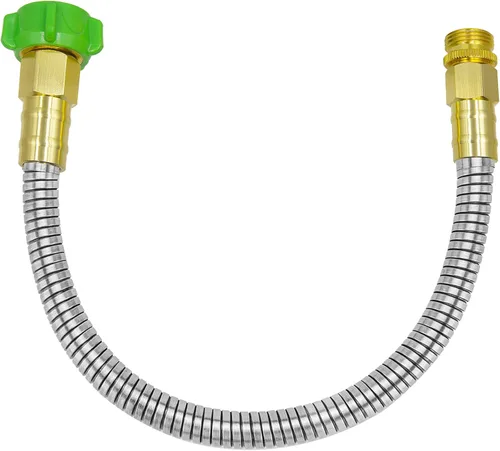 Miniatura 11 de YANWOO Manguera de jardín de acero inoxidable 304 de 10 pies con conector de metal hembra a hembra, manguera de agua flexible y ligera (10 pies)