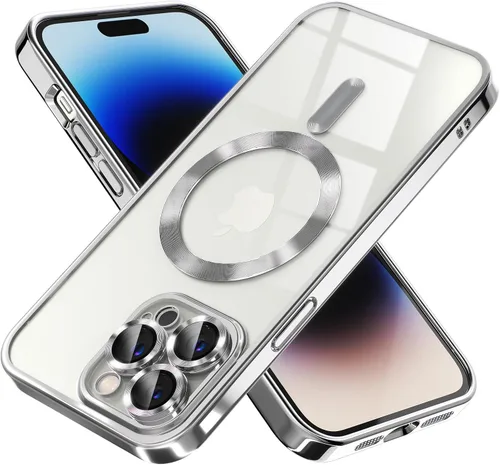 Miniatura 8 de Misea Funda magnética transparente para iPhone 14 Pro Max [compatible con MagSafe] [Nunca amarilla] [Protección contra caídas de grado militar] Negro