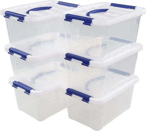 Miniatura 8 de Kiddream Paquete de 6 contenedores de almacenamiento de plástico transparente con tapas, contenedor de almacenamiento con pestillo