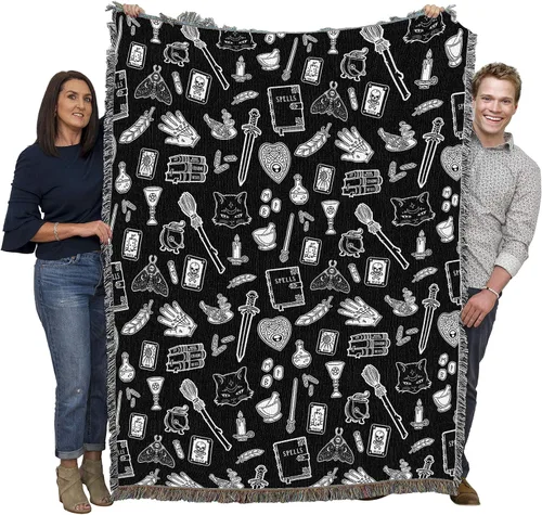 Miniatura 24 de Pure Country Weavers Manta negra con texto en inglés "I Just Here for The Boos" de fantasma, regalo de otoño, Halloween, para la parte posterior