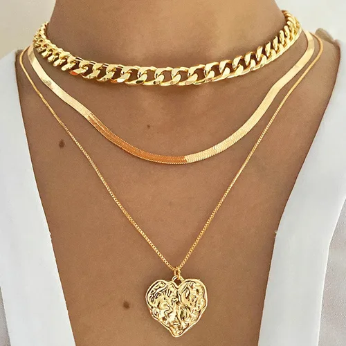 Miniatura 2 de VKME Juego de 45 piezas de joyería dorada para mujeres y niñas, aretes colgantes delicados, elegantes anillos de nudillos, pulseras y collares