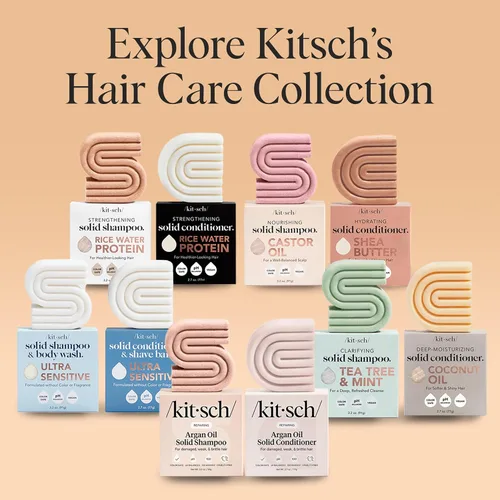 Miniatura 8 de Kitsch Barra de champú de aceite de argán – Champú reparador para el cabello para hombres y mujeres – Fortalecimiento, cuidado nutritivo