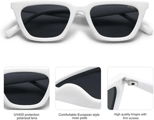Miniatura 4 de SOJOS Gafas de sol polarizadas cuadradas estrechas estilo ojos de gato para mujeres, retro, modernas, para conducir SJ2169