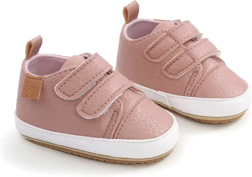 Miniatura 5 de Zapatos de bebé para niño y niña, zapatillas de deporte antideslizantes de piel sintética unisex para bebés recién nacidos para primeros pasos