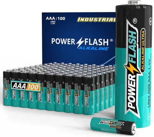Baterías AAA con fecha fresca, paquete industrial de 100 unidades, batería alcalina triple A ultra larga duración