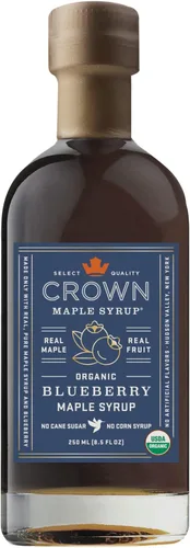 Crown Maple Jarabe de arce orgánico de arándanos, 8.5 onzas líquidas, panqueques, gofres, cócteles, adobos de sabor