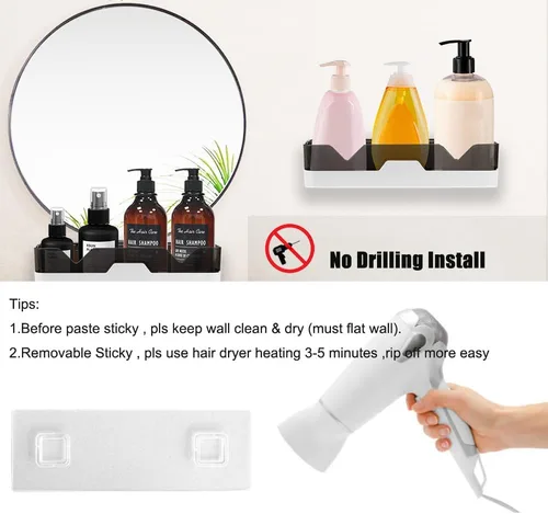 Miniatura 6 de MRPAPA Organizador de baño, organizador de ducha, paquete de 2 estantes de baño montados en la pared, organización y almacenamiento de baño, soporte
