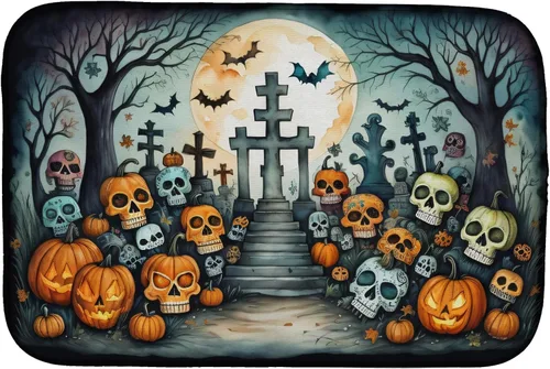 Miniatura 51 de Caroline's Treasures DAC2223DDM Tapete de secado de platos de Halloween espeluznante de gato negro, tapete absorbente para secado de platos