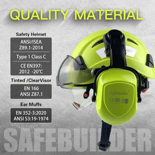Miniatura 3 de SAFEBUILDER Casco de Seguridad Industrial con Visera Orejeras Casco Duro con Visera Cascos Duros Ventilados Trabajo de Construcción Protección