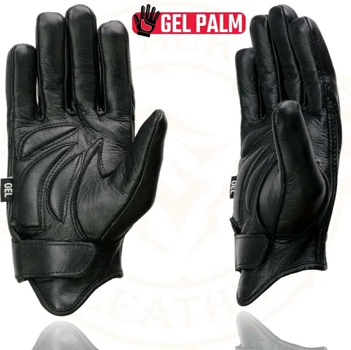 Miniatura 5 de Guantes Milwaukee Leather MG7510 para hombre, de piel negra con palma de gel acolchada, de muñeca corta para motocicleta con "Cubierta de panel