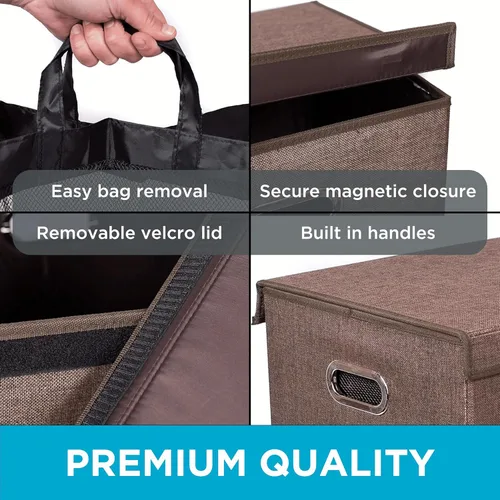 Miniatura 6 de BIRDROCK HOME Cesta de lavandería con tapa, bolsas extraíbles para clasificar ropa, cesta de lavandería seccionada para dormitorio y baño, Marrón
