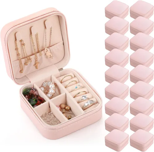 Pequeñas cajas de joyería de viaje de piel sintética a granel para mujeres y niñas, cajas de regalo de dama de honor, organizador de joyas portátil