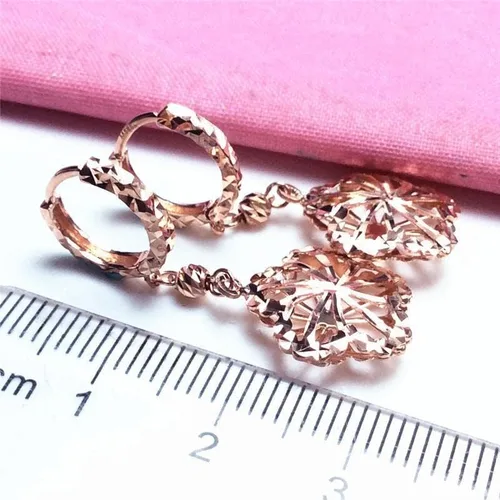 Miniatura 4 de SAGEKING 2024 New 585 Purple Gold Hollow Luxury Flower Ear Buckle Fashion Exquisite Jewelry 14K Rose Gold Drop Earrings For Women For Girlfriend