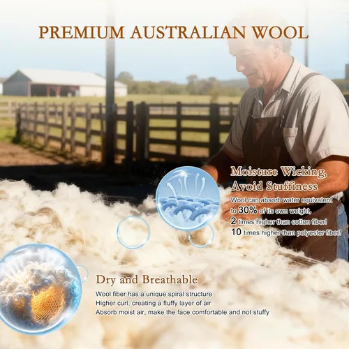 Miniatura 4 de YOUR MOON Almohada de lana suave natural tamaño estándar, almohadas de cama suaves para dormir, relleno de lana australiana de primera calidad