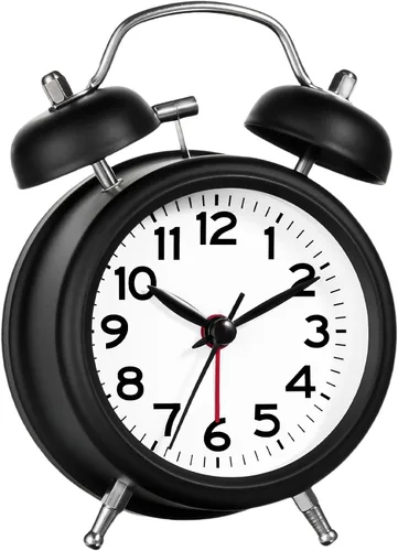Miniatura 11 de AKCISOT - Reloj despertador de alarma fuerte para personas con sueño profundo, 11,43 cm de reloj analógico de campana doble de metal, funciona