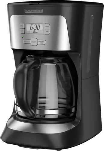 Cafetera programable de 12 tazas, color negro