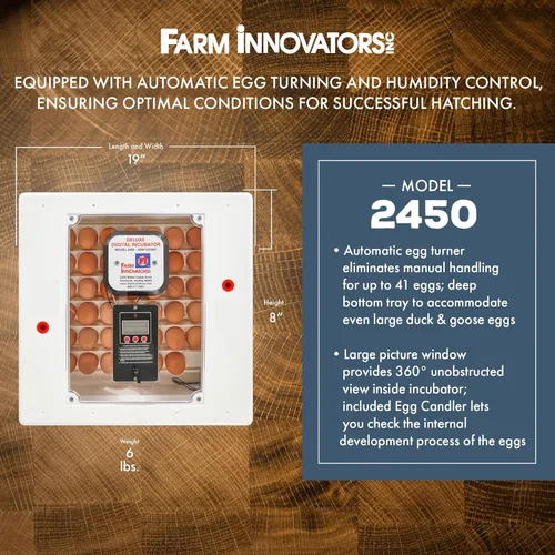 Miniatura 3 de Farm Innovators Modelo 2450 Pro Series Incubadora digital de huevos circulados con giro automático de huevos y control de humedad, capacidad de 41