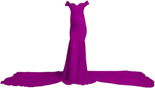 Miniatura 6 de Vestido de maternidad para mujer para fotografía sirena con hombros descubiertos ajustado de gasa con vuelo para baby shower maxivestido para fotos
