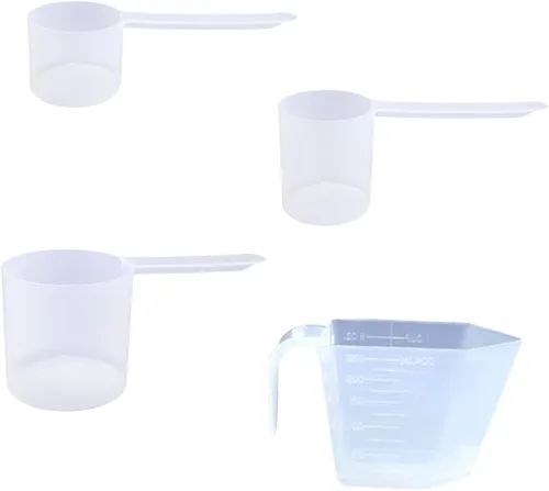 Miniatura 67 de Conjunto de 5 cucharas medidoras de plástico, 6 cucharadas (90 cc 3/8 taza 3 oz. 90 mL) con mango largo para polvos, gránulos, café, comida
